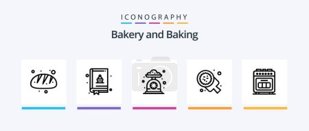 Illustration for Baking Line 5 Icon Pack Including cake. restaurant. donut. cook. chef. Creative Icons Design - Royalty Free Image