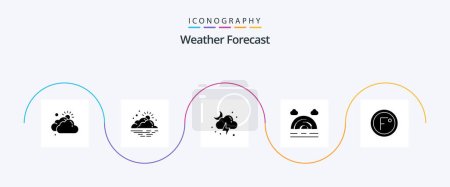 Illustration for Weather Glyph 5 Icon Pack Including degree. weather. weather. rainbow. storm - Royalty Free Image