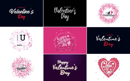Téléchargez les illustrations : Pink October logo with hearts calligraphy lettering isolated on white - en licence libre de droit