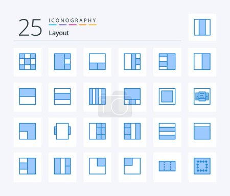 Ilustración de Layout 25 Blue Color icon pack including scale. view. view. layout. wireframe - Imagen libre de derechos
