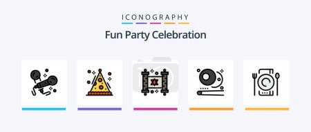 Téléchargez les illustrations : Party Line Filled 5 Icon Pack Including loudspeaker. singing. american. party. karaoke. Creative Icons Design - en licence libre de droit