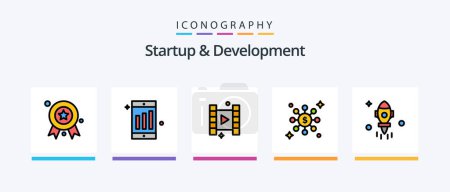 Illustration for Startup And Develepment Line Filled 5 Icon Pack Including . badge. watching. award ribbon. award. Creative Icons Design - Royalty Free Image