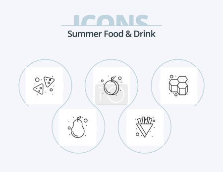Illustration for Summer Food and Drink Line Icon Pack 5 Icon Design. sandwich. food. bees. vegetable. mangosteen - Royalty Free Image