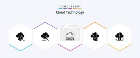 Ilustración de Cloud Technology 25 Glyph icon pack including cloud. files. access. data. cloud - Imagen libre de derechos