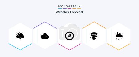 Illustration for Weather 25 Glyph icon pack including . moon. gps. weather. cloud - Royalty Free Image