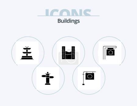 Illustration for Buildings Glyph Icon Pack 5 Icon Design. . . buildings. sign. for sale - Royalty Free Image