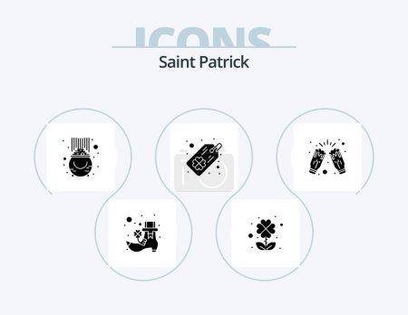 Illustration for Saint Patrick Glyph Icon Pack 5 Icon Design. party. cheers. luck. celebrate. clover - Royalty Free Image