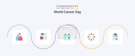 Téléchargez les illustrations : World Cancer Day Flat 5 Icon Pack Including world. operation. medicine. love. day - en licence libre de droit