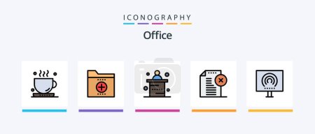Téléchargez les illustrations : Office Line Filled 5 Icon Pack Including office. desk. pause. business. office. Creative Icons Design - en licence libre de droit