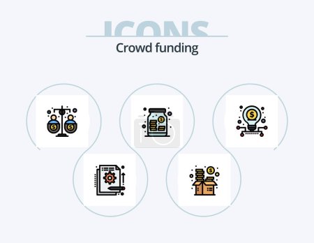 Illustration for Crowdfunding Line Filled Icon Pack 5 Icon Design. aim. currency rates. fund. banking. money - Royalty Free Image