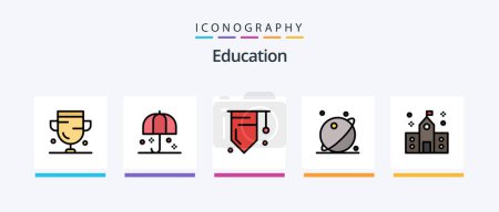 Illustration for Education Line Filled 5 Icon Pack Including safety. protection. mortarboard. insurance. laboratory test tubes. Creative Icons Design - Royalty Free Image