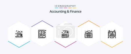 Illustration for Accounting And Finance 25 Line icon pack including grow. profit. money. investment. money - Royalty Free Image