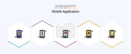 Téléchargez les illustrations : Mobile Application 25 FilledLine icon pack including dental. app. application. storage. drive - en licence libre de droit