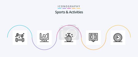 Téléchargez les illustrations : Sports and Activities Line 5 Icon Pack Including scoring. competition. goal. sport. small - en licence libre de droit