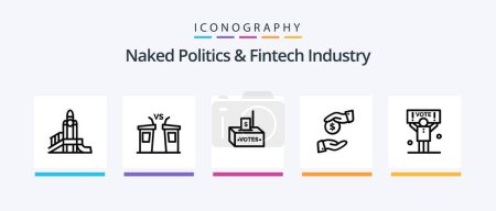Illustration for Naked Politics And Fintech Industry Line 5 Icon Pack Including costs. budget. carpet. political. nuclear. Creative Icons Design - Royalty Free Image