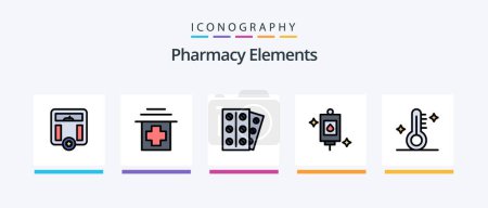 Téléchargez les illustrations : Pharmacy Elements Line Filled 5 Icon Pack Including bag . tablet. hospital . patient . medical. Creative Icons Design - en licence libre de droit