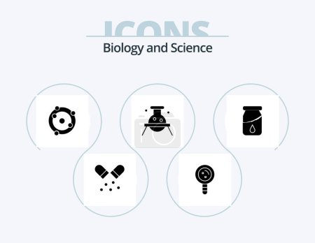 Illustration for Biology Glyph Icon Pack 5 Icon Design. laboratory. chemistry. genetic. biology. biochemistry - Royalty Free Image