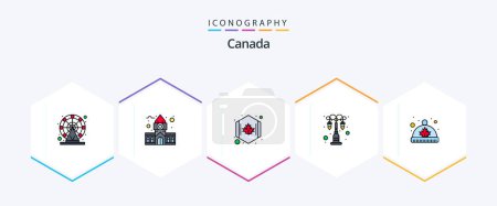 Ilustración de Canada 25 FilledLine icon pack including cap. lights. canada. light. illumination - Imagen libre de derechos