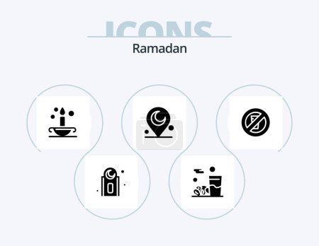 Illustration for Ramadan Glyph Icon Pack 5 Icon Design. religious. minaret . kareem. islam - Royalty Free Image