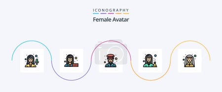 Ilustración de Female Avatar Line Filled Flat 5 Icon Pack Including female. woman. lady. pharmacy. female - Imagen libre de derechos