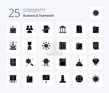 Ilustración de Business And Teamwork 25 Solid Glyph icon pack including finance. banking. group. technology - Imagen libre de derechos