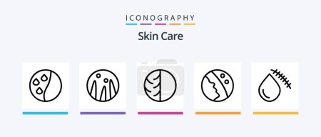 Téléchargez les illustrations : Skin Line 5 Icon Pack Including skin care. lipid. strong hair. dermatology. lasik. Creative Icons Design - en licence libre de droit