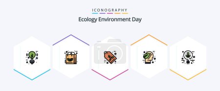 Illustration for Ecology 25 FilledLine icon pack including think. environment. recycle. ecology. tag - Royalty Free Image