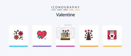 Téléchargez les illustrations : Valentine Line Filled 5 Icon Pack Including ticket. day. window. valentines. romance. Creative Icons Design - en licence libre de droit