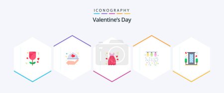 Illustration for Valentines Day 25 Flat icon pack including heart. love. date. light. bulb - Royalty Free Image