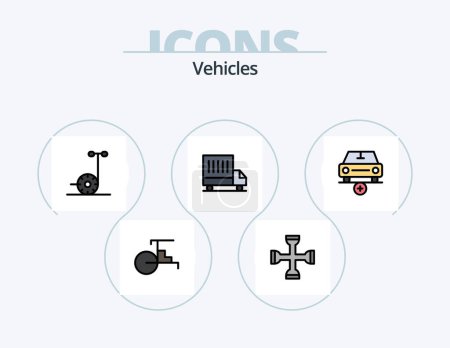 Illustration for Vehicles Line Filled Icon Pack 5 Icon Design. howitzer. lift truck. important. forklift truck. fork truck - Royalty Free Image
