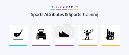 Ilustración de Sports Atributes And Sports Training Glyph 5 Icon Pack Including fanatic. encourage. sport. cheerleading. sports. Creative Icons Design - Imagen libre de derechos