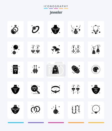 Téléchargez les illustrations : Creative Jewellery 25 Glyph Solid Black icon pack  Such As drop. dress shirt. jewelry. cufflink. jewelry - en licence libre de droit