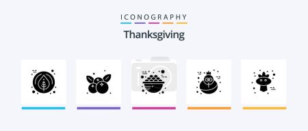 Téléchargez les illustrations : Thanksgiving Glyph 5 Icon Pack Including sparrow. autumn. food. turkey. holiday. Creative Icons Design - en licence libre de droit