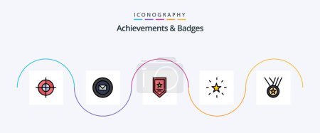 Ilustración de Achievements and Badges Line Filled Flat 5 Icon Pack Including medals. star. award. performance. bookmark - Imagen libre de derechos