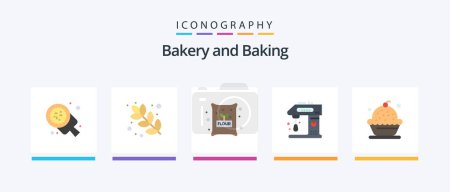 Téléchargez les illustrations : Baking Flat 5 Icon Pack Including baking. cooking. cooking. cook. appliances. Creative Icons Design - en licence libre de droit