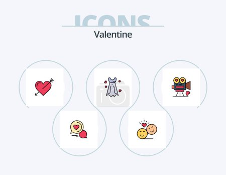 Illustration for Valentine Line Filled Icon Pack 5 Icon Design. mail. day. feb. valentines. card - Royalty Free Image