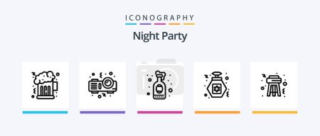 Téléchargez les illustrations : Night Party Line 5 Icon Pack Including . night. night. stool. celebration. Creative Icons Design - en licence libre de droit