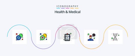 Illustration for Health And Medical Line Filled Flat 5 Icon Pack Including genetics. communication. support. consultation. medical record - Royalty Free Image