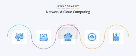 Illustration for Network And Cloud Computing Blue 5 Icon Pack Including . computing. server. laptop. network - Royalty Free Image