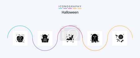 Illustration for Halloween Glyph 5 Icon Pack Including candy. halloween. bat. ghost. avatar - Royalty Free Image