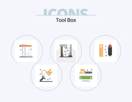 Téléchargez les illustrations : Tools Flat Icon Pack 5 Icon Design. measuring. tools. construction. saw. ax - en licence libre de droit