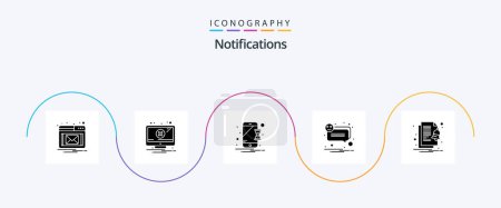 Illustration for Notifications Glyph 5 Icon Pack Including notification. alert. hourglass. smile. bubble - Royalty Free Image