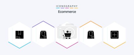 Illustration for Ecommerce 25 Glyph icon pack including e. check. e. e. cart - Royalty Free Image