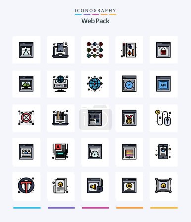 Ilustración de Creative Web Pack 25 Line FIlled icon pack  Such As information security. page. lock. graph. browser - Imagen libre de derechos