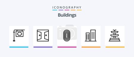 Illustration for Buildings Line 5 Icon Pack Including . garage. pool. buildings. water. Creative Icons Design - Royalty Free Image