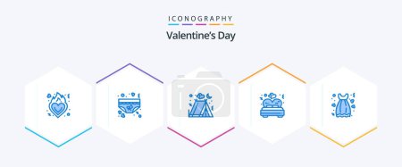 Illustration for Valentines Day 25 Blue icon pack including cloth. valentine. romance. love. tent - Royalty Free Image