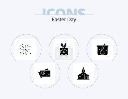 Ilustración de Easter Glyph Icon Pack 5 Icon Design. egg. basket. fire. holiday. easter - Imagen libre de derechos