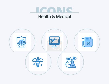 Téléchargez les illustrations : Health And Medical Blue Icon Pack 5 Icon Design. register. form. medical. medical. heartbeat - en licence libre de droit