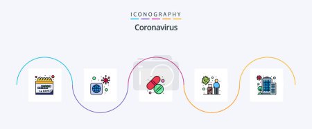 Illustration for Coronavirus Line Filled Flat 5 Icon Pack Including building. travel. medicine. transmission. infection - Royalty Free Image