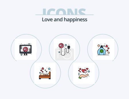 Illustration for Love Line Filled Icon Pack 5 Icon Design. love. love. heart. heart. care - Royalty Free Image
